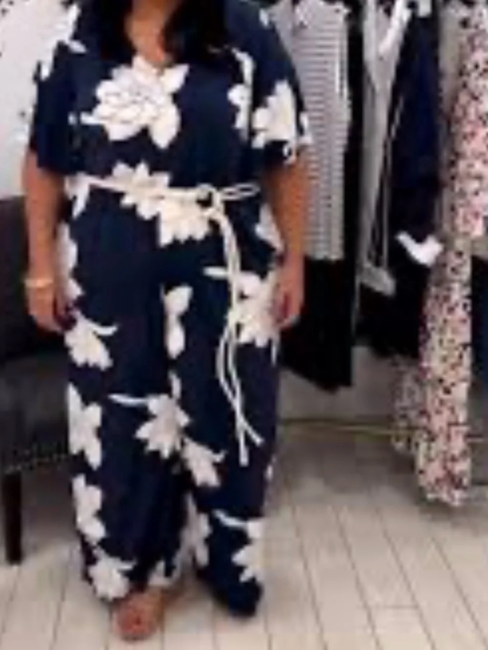 NWT Lane Bryant Flutter Sleeve Jumpsuit Floral Wide-Leg Jumpsuit - Picture 2 of 5